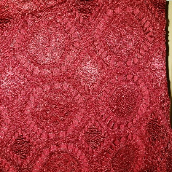 Francesca Misses M red Burgundy dress lace overlay embroidery stitched Christmas - Picture 7 of 7